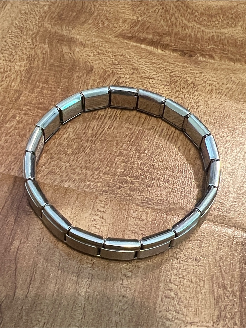 GANZO Silver Tile Stretch Bracelet with Linked Segments